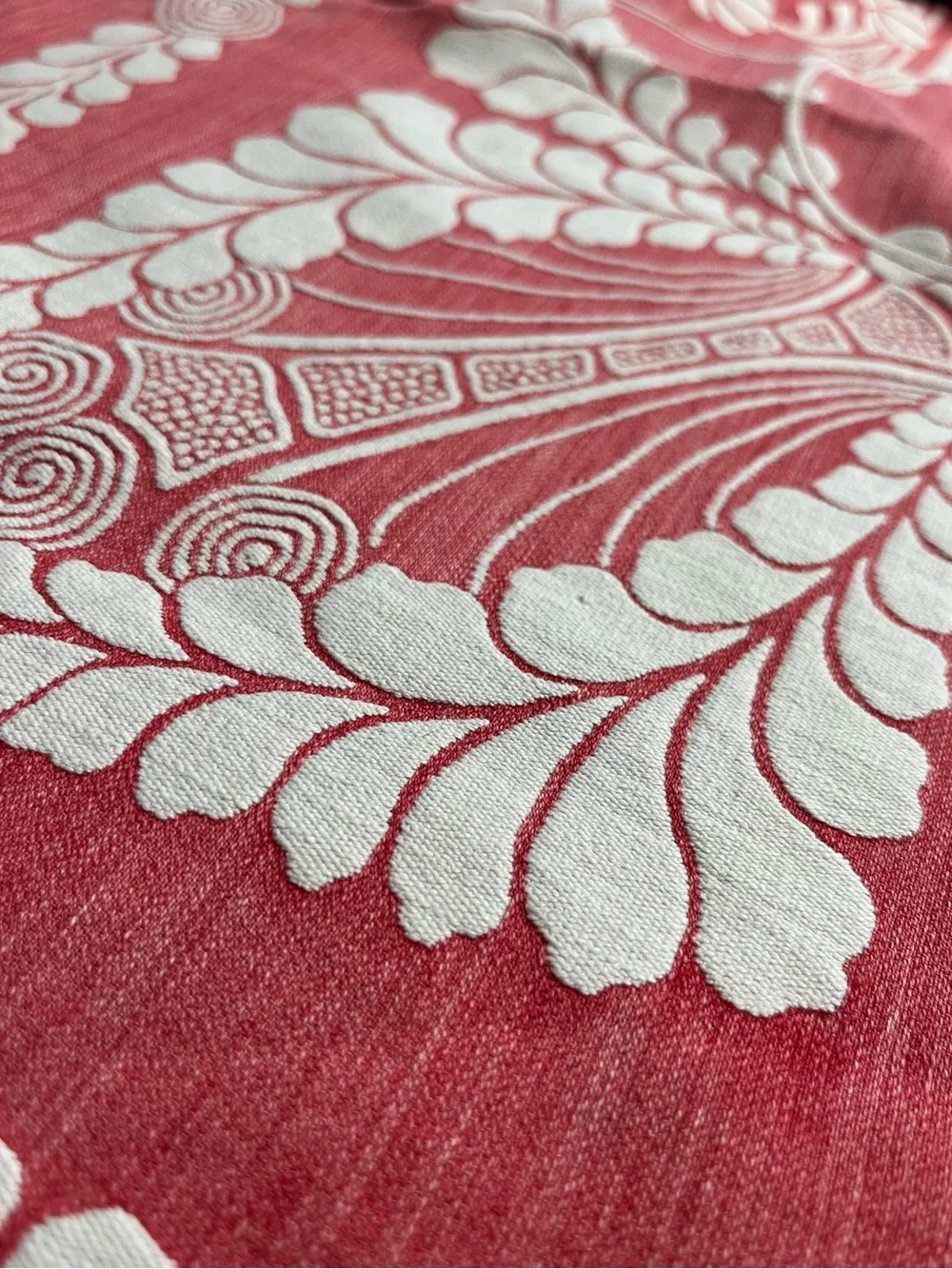 Vintage Reversible Red and White Jacquard Tablecloth